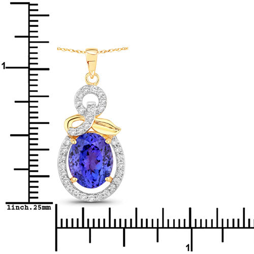 Pendentif en tanzanite véritable de 3,91 carats et diamants blancs en or 14K