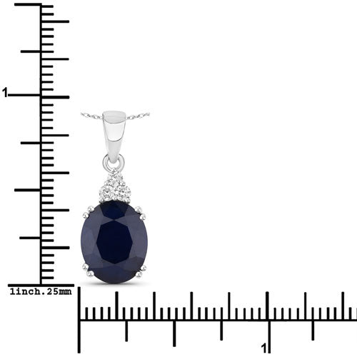 Pendentif en or blanc 14K avec saphir bleu de 4,41 carats et diamants