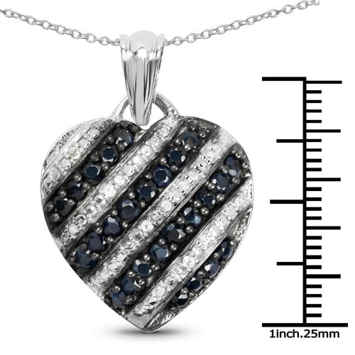1.55 Carat Genuine Blue Sapphire & White Topaz Pendant in Sterling Silver