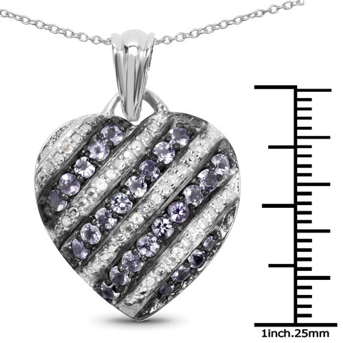 1.30 Carat Genuine Tanzanite & White Topaz Sterling Silver Pendant