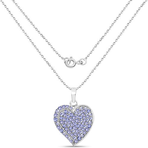 3.97 Carat Genuine Tanzanite Heart Pendant in Sterling Silver