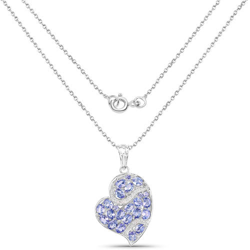 Pendentif en argent sterling avec tanzanite véritable de 3,40 carats et topaze blanche