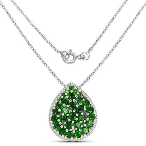 Colgante de cromo diopsido genuino de 4.65 quilates en plata esterlina