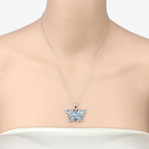4.84 Carat Genuine Swiss Blue Topaz Pendant in Sterling Silver