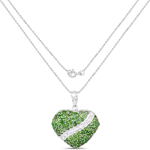 Pendentif en chrome diopside et topaze blanche de 4,51 carats