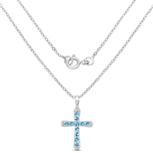 Elegant 3.85 Carat Blue Topaz Sterling Silver Pendant