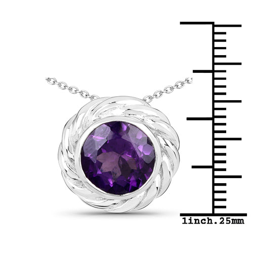 3.30 Carat Genuine Amethyst Sterling Silver Pendant