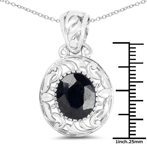 Colgante de Zafiro Teñido de 5.94 Quilates en Plata Esterlina .925
