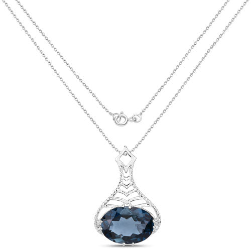 Pendentif en argent sterling avec topaze bleue de Londres de 6,65 carats