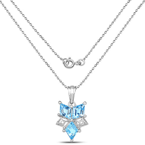Pendentif en topaze bleue véritable de 4,65 carats en argent sterling