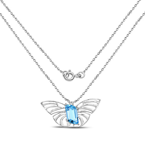 Pendentif en Topaze Bleue Suisse de 10,62 Carats en Argent Sterling