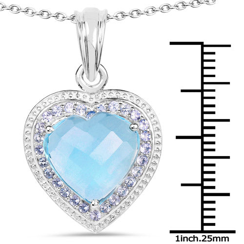 Pendentif en argent sterling de 7,36 carats en topaze bleue et tanzanite