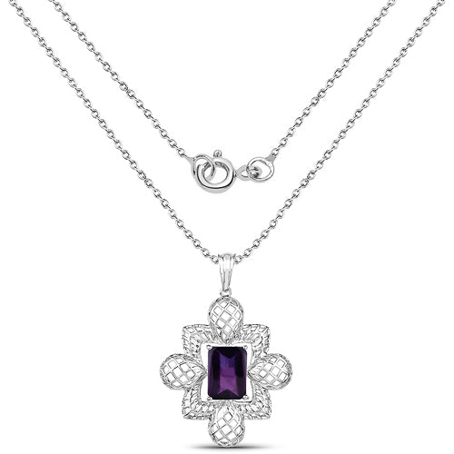 Colgante de Amatista Genuina de 7.80 Quilates en Plata de Ley