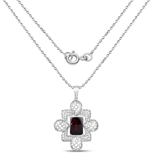 Pendentif en argent sterling .925 avec grenat véritable de 8,00 carats