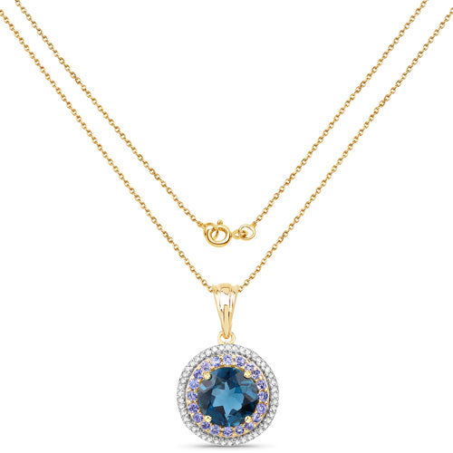 Colgante de 5.10 quilates de genuino topacio azul de Londres y tanzanita