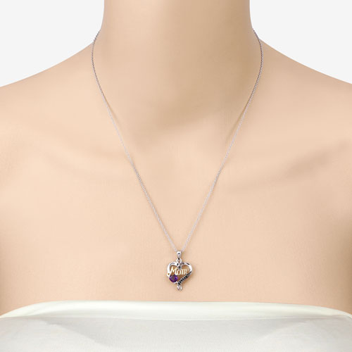 0.48 Carat Genuine Amethyst and Black Spinel Pendant in Sterling Silver