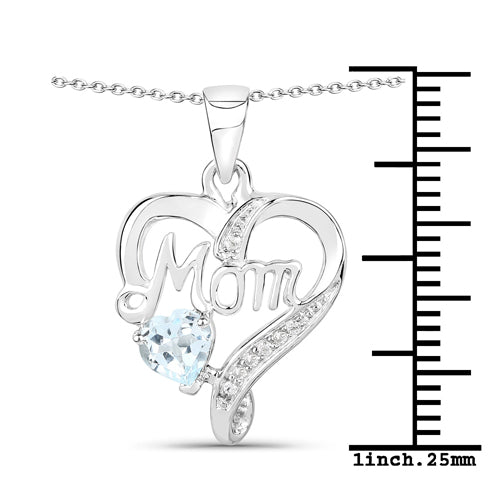 Pendentif en argent sterling avec topaze bleue et topaze blanche de 0,54 carat