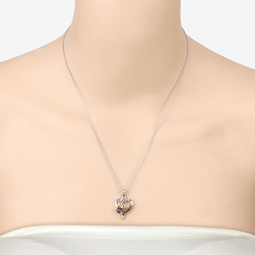Pendentif en Grenat et Spinelle Noir de 0,55 Carat en Argent Sterling
