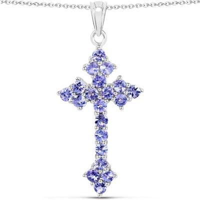 2.00 Carat Genuine Tanzanite Sterling Silver Pendant