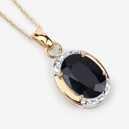 Colgante de Zafiro Negro Genuino de 7.50 Quilates en Plata de Ley