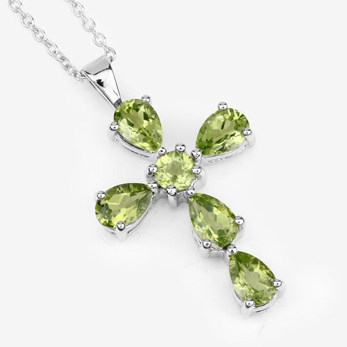 Elegant 2.24 Carat Genuine Peridot Sterling Silver Pendant