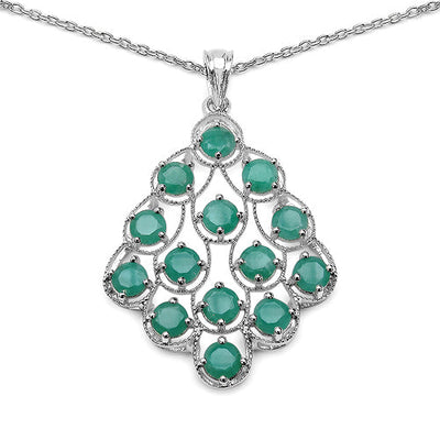 6.02 Carat Genuine Emerald Pendant in .925 Sterling Silver