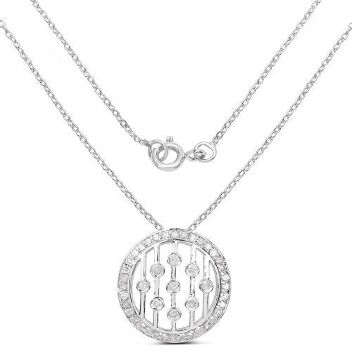 Pendentif en diamant blanc véritable de 0,53 carat en argent sterling .925