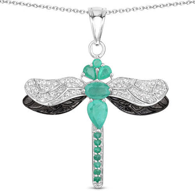 1.87 Carat Genuine Zambian Emerald & White Topaz Pendant