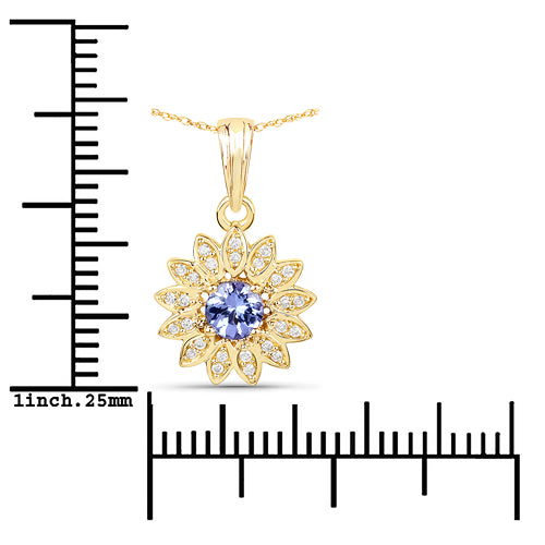 Colgante de Tanzanita y Diamante Blanco de 0.31 Quilates en Oro de 14K