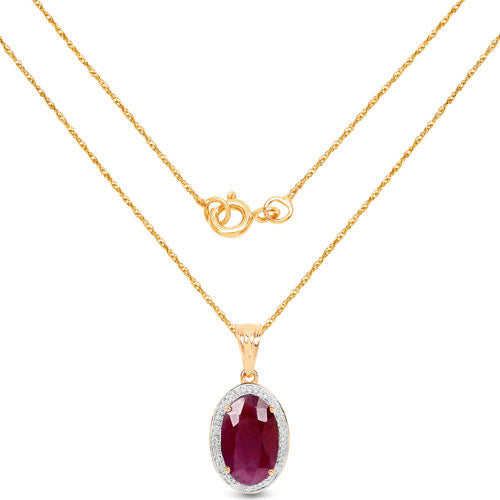 6.40 Carat Ruby and Diamond 14K Yellow Gold Pendant