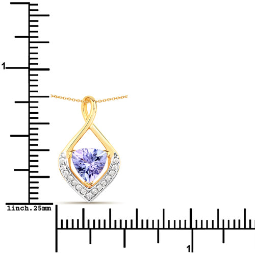 Pendentif en Tanzanite et Topaze Blanche de 0,96 Carat en Argent Sterling