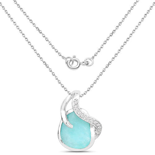 2.58 Carat Genuine Amazonite & White Topaz Pendant in Sterling Silver