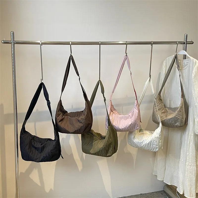Pleated Dumpling Crossbody Bag - Korvel