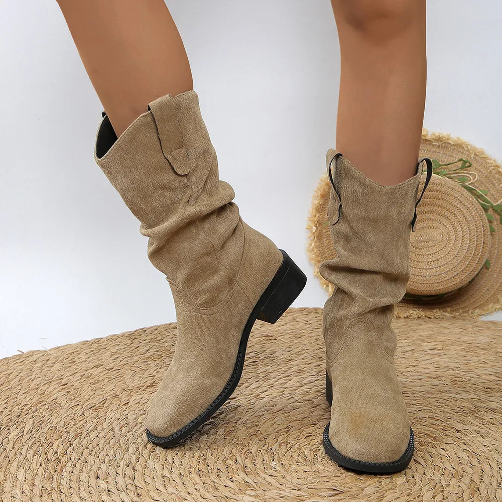 Pleated Pull-On Western Cowboy Boots - Korvel