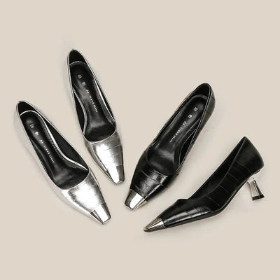Elegant Point Toe Flare Heel Pumps