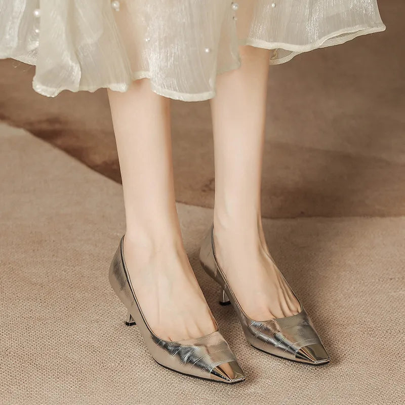 Elegant Point Toe Flare Heel Pumps