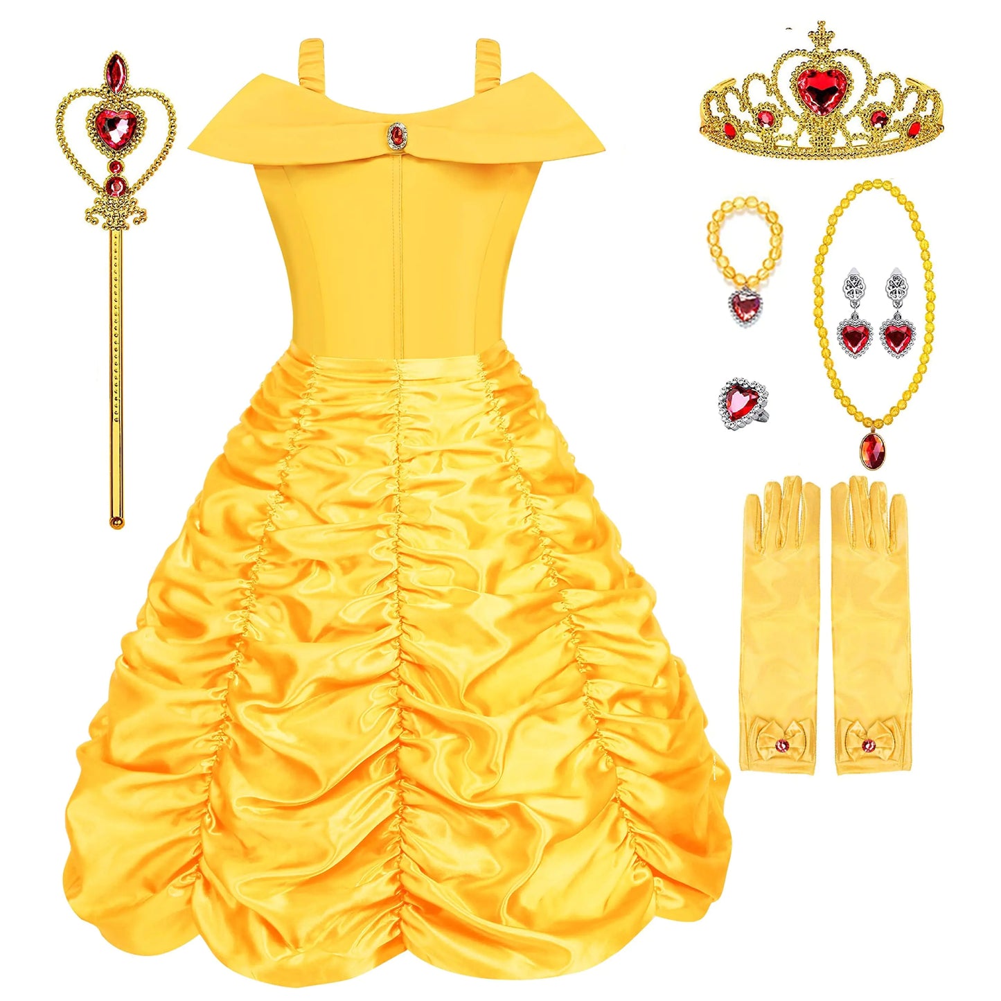 Chektin Yellow Princess Dress for Girls - Perfect for Halloween and Parties