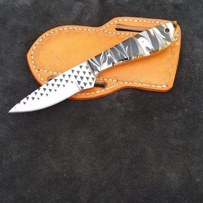 Cowboy Ranch Knife - 4" Durable Rasp Steel Blade & Unique Resin Handle - Korvel