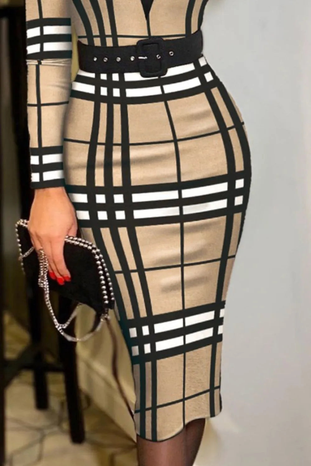 Robe portefeuille à manches longues imprimée