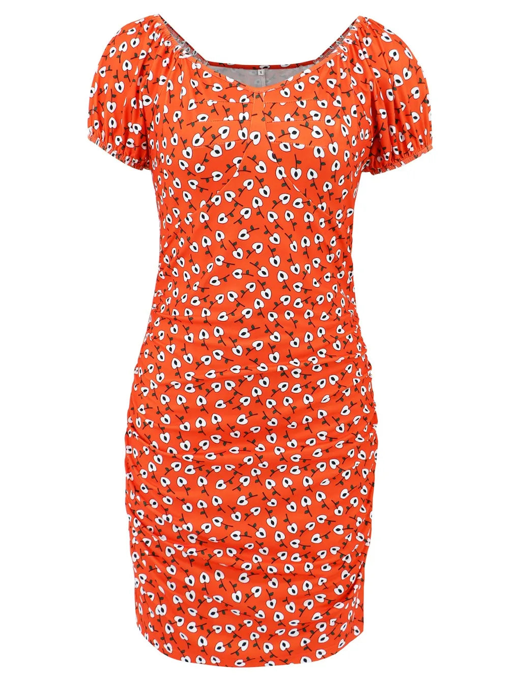 Elegant Printed V-Neck Short Sleeve Mini Dress