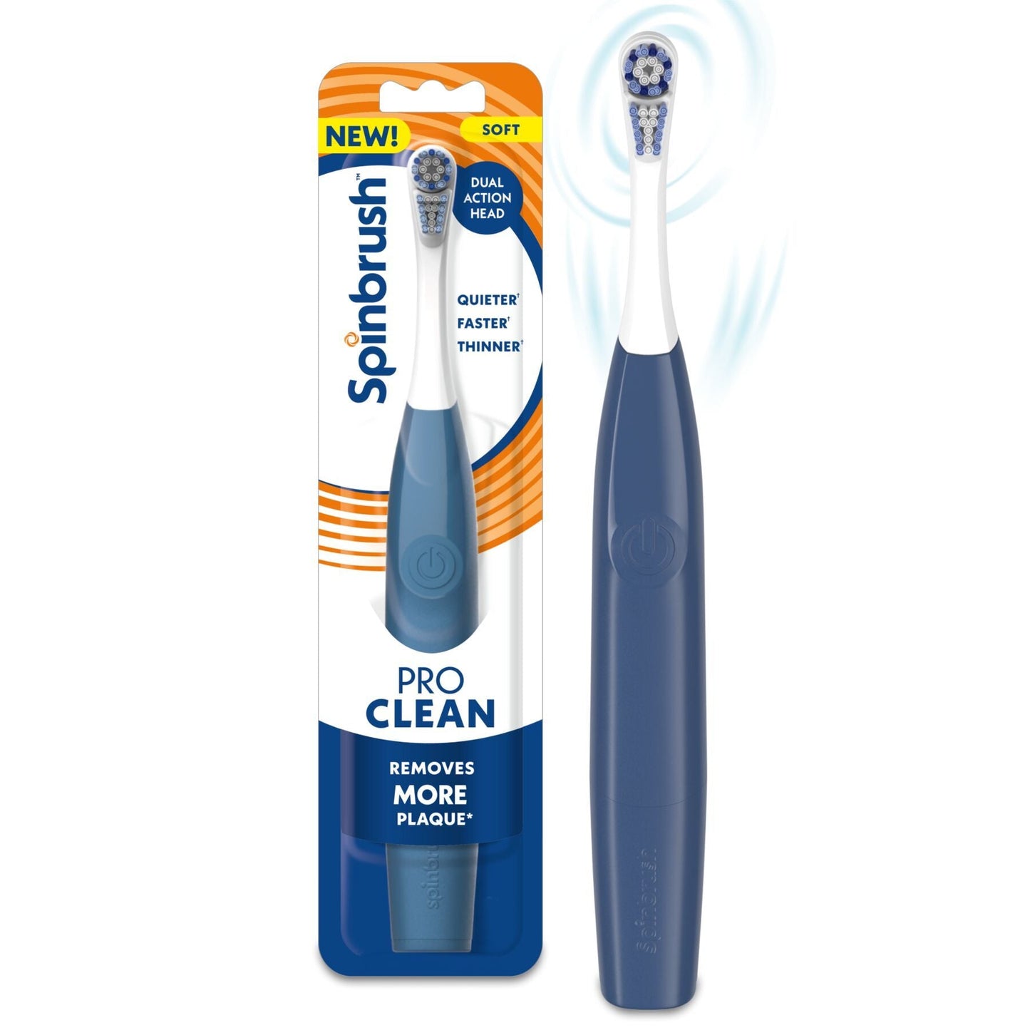 Cepillo de dientes a pilas Spinbrush Pro Whiten - Cerdas suaves, azul claro