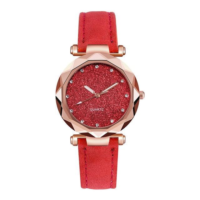 Montre en cuir décontractée pour femme avec design sablé