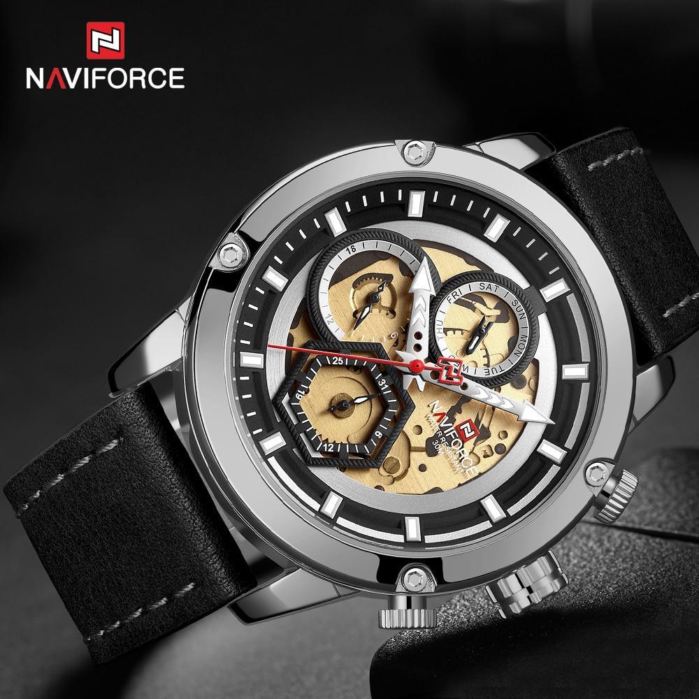 Men's Waterproof Analog Quartz Watch with Leather Band