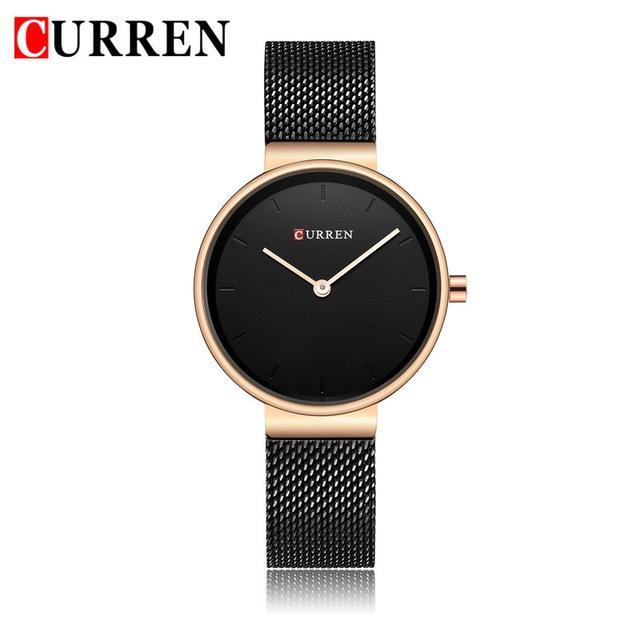 Montre en acier inoxydable décontractée pour femmes avec bracelet en tricot