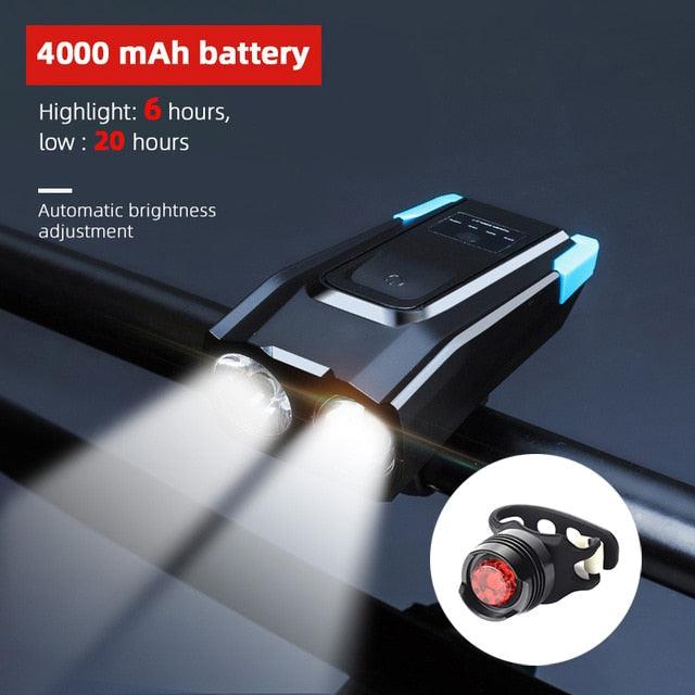 Ultra-Bright 800 Lumen Bicycle Light Set with Rechargeable Battery and Horn - Korvel