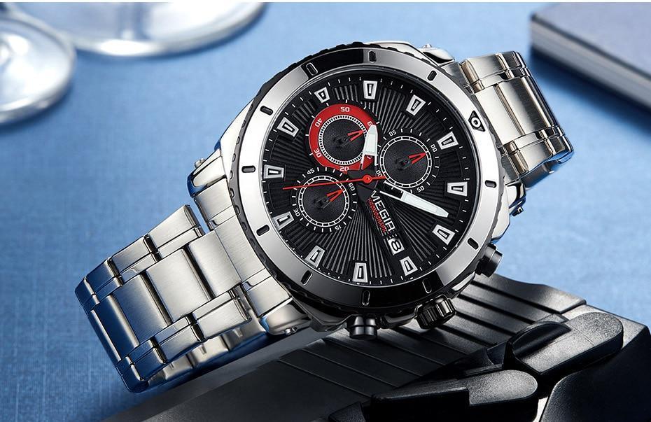 Reloj de Cuarzo de Negocios de Lujo para Hombre - Elegante Cronógrafo de Acero Inoxidable