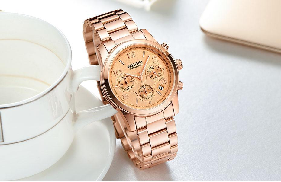 Reloj de Cuarzo Multifuncional de Lujo para Mujer - Impermeable y Estiloso