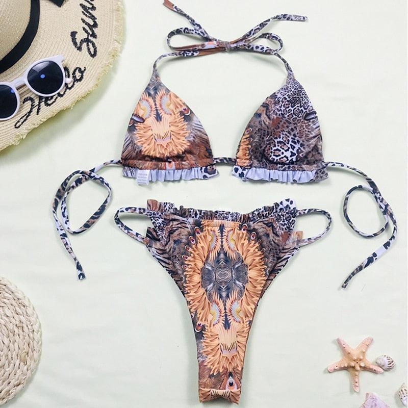 Ensemble de bikini 3 pièces à imprimé floral pour femmes