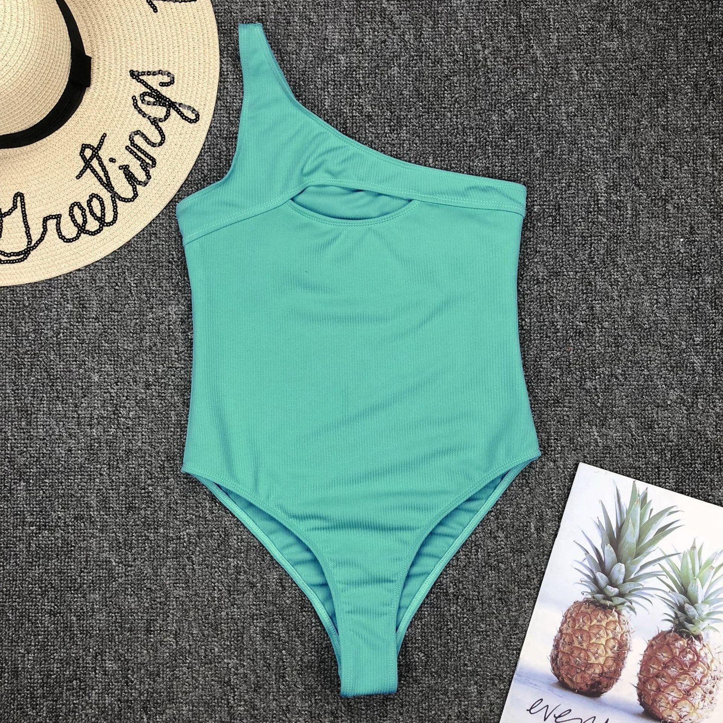 Elegant Black One-Piece Swimsuit with Ruffles
