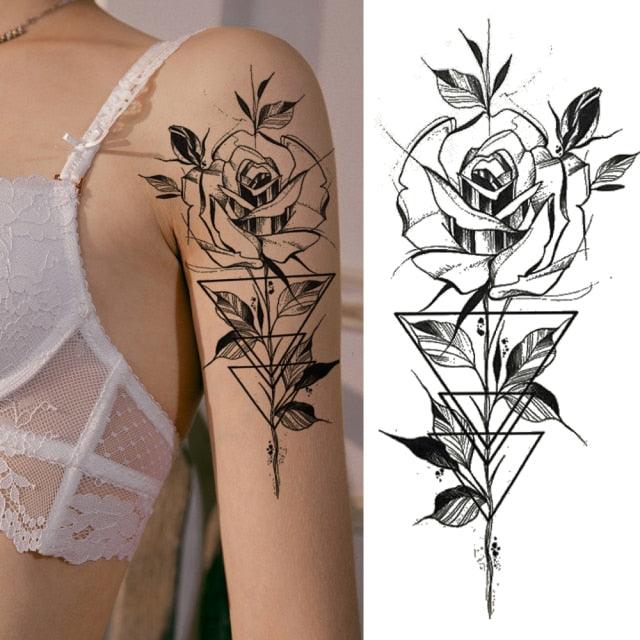 Women's Flower Temporary Tattoos - Elegant Waterproof Designs